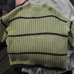 Green and black knit sweater